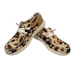 Ariat Women's Slip On Shoes Hair On Leopard Print Tan Brown Size 8.5